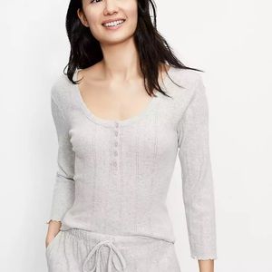 NWOT Loft Pointelle Pajama/Lounge top with 3/4 sleeves